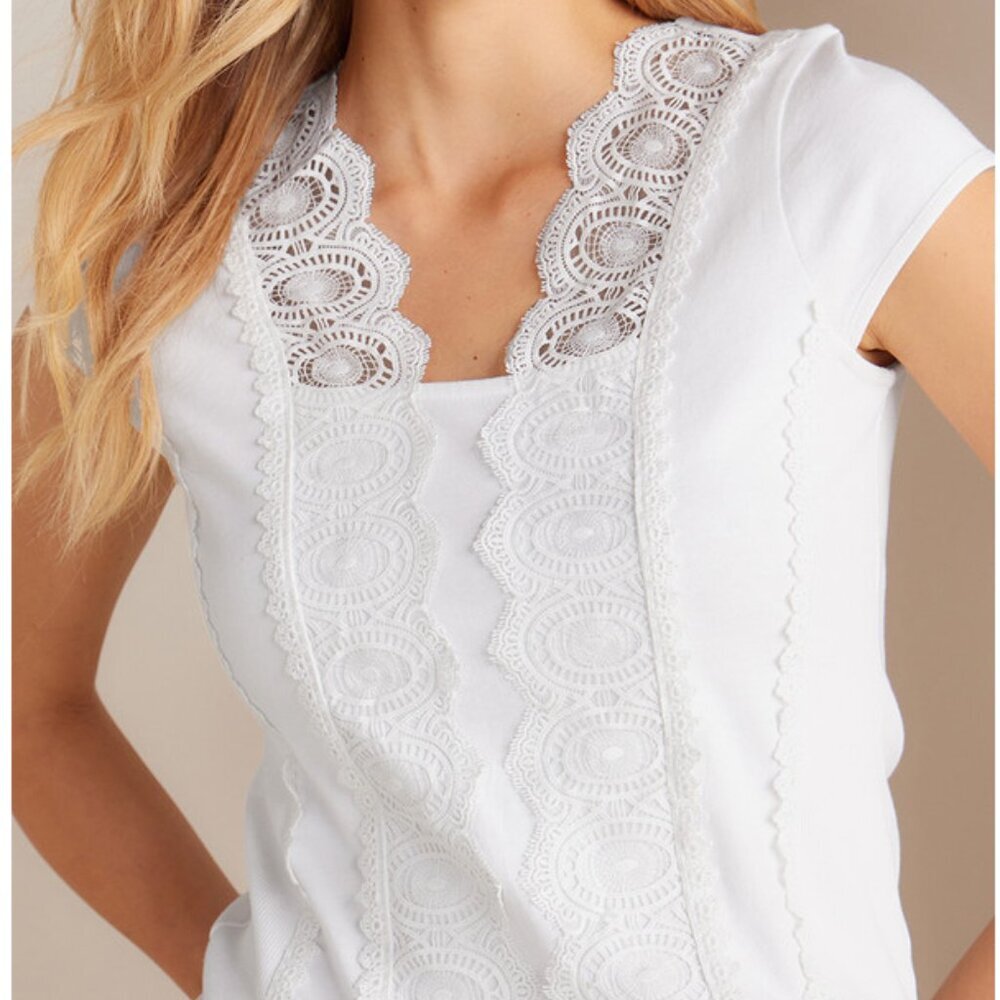 Soft‎ Surroundings Breelyn Top Cap Sleeves 2X White Cottage core